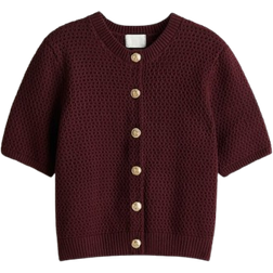 H&M Textured Knit Cardigan - Burgundy
