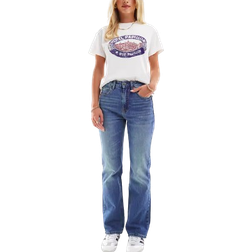 Stradivarius D98 Petite Vintagetvättade Raka Jeans - Blå
