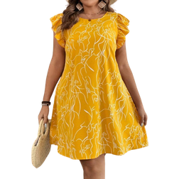 Shein Plus Casual Floral Print Cap Sleeve Dress