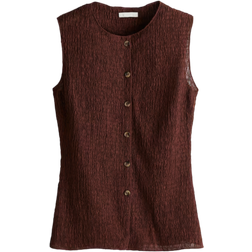 H&M Textured Jersey Waistcoat - Dark Brown