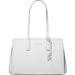Michael Kors Laila Medium Pebbled Leather Tote Bag - White