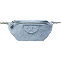 Tory Burch Fleming Denim-Print Suede Belt Bag - OS
