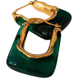 Shein 1pair Retro Green Earrings With Cold Style and High-end For Women