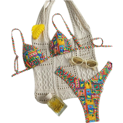 Shein Floral Print Random Spaghetti Strap Bikini Set - Summer