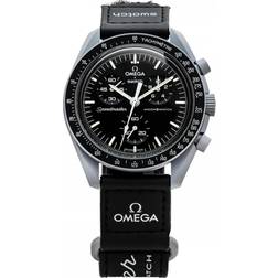 Swatch Mission to The Moon Speedmaster svart ny, rem