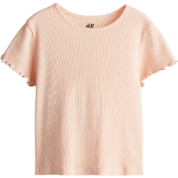 H&M Ribbed Jersey Top - Light Peach (1218038012)