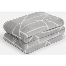 OHS Ultra Soft Geometric Print Throw Blankets Grey (150x120cm)