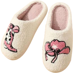Shein Cozy Cartoon Bootie House Slippers, Thick Fleece-Lined Plush Slippers For Men And Women, Warm Winter Indoor Slippers For Halloween