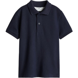 H&M Cotton Piqué Polo Shirt - Navy Blue (1137677018)