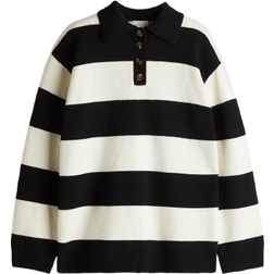 H&M Fine-knit Polo Shirt - Black