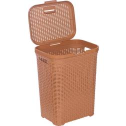 URBN Living Plastic Rattan Laundry Clothes Bin Basket 55L Beige