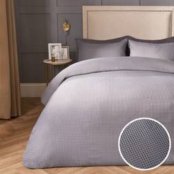 OHS Waffle Textured Set Superking Duvet Cover Grey (260x220cm)