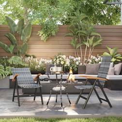 OutSunny Outdoor Folding Dining Chair Light Grey