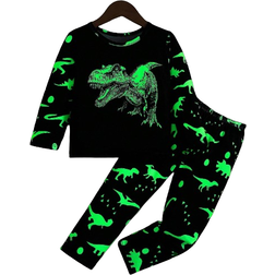 Shein pcs Toddler Boys Cartoon Dinosaur GlowInTheDark Long Sleeve Sleepwear Set Fall