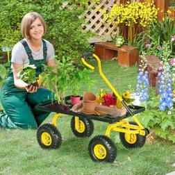 OutSunny Garden Trolley Cart with Pneumatic Wheels