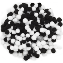 Panduro Hobby Pom Pom Mix Sorte og Hvide Mini Ø5-7 mm 400 Stk