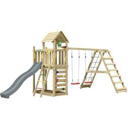 Jungle Gym Safari legetårn m/gynger & klatremodul - grå