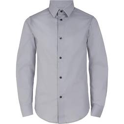 Calvin Klein Big Boys Slim Fit Solid Stretch Poplin Shirt Silver Silver