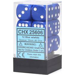 Chessex D6 Dice Opaque 16mm (12 Dice) Blue/White