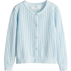 H&M Cotton Cardigan in Pointelle Knit - Light Blue (1273021001)