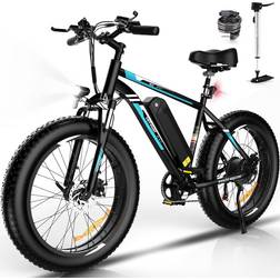 Hitway 26 x 4.0 Fat Tire Mountain Electric Bike 48V 15Ah Removable Battery