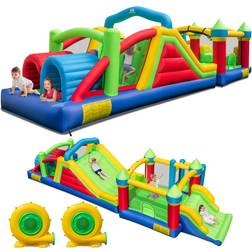 Costway Inflatable Obstacle Course Bounce House with Dual Slides 2 680W Blower