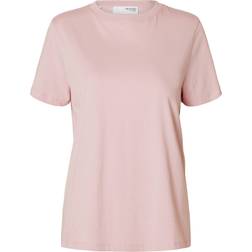 Selected Femme Topp SlfMyessential SS O-neck Tee - Bleached Mauve