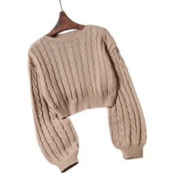 Shein Womens Plain Round Neck Dolman Sleeve Casual Knit Sweater AutumnWinter