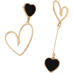 Shein 1pair Sweet & Stylish Metallic Heart Pendant Earrings, Birthday Gift