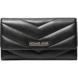 Michael Kors Jet Set Travel Large Quilted Tri-Fold Wallet - Black/Gold