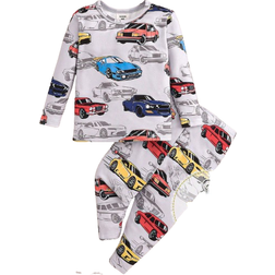 Shein pcs Baby Boy Snug Fit Car Printed Crew Neck Long Sleeve Top And Pants Casual Sleepwear Set
