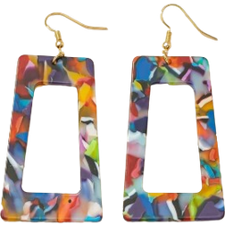 Shein pair Cute Colorful Geometric Square Shaped Earrings Summer Ladies Fashion Jewelry For Travel Vacation Gift