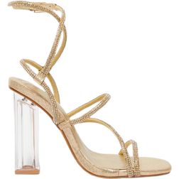 Quiz Gold Diamante Strappy Heeled Sandals