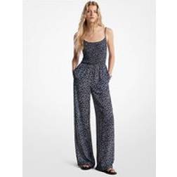Michael Kors MK Jumpsuit Aus Georgette Mit Blumenmuster Und Verzierung - Blau
