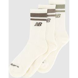 New Balance Unisex Everyday Stripe Midcalf 3 Pack - White Cotton