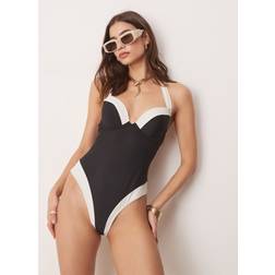 New Look Colour Block Underwired Swimsuit - Black