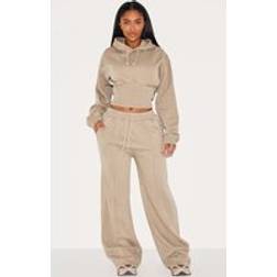 PrettyLittleThing Shape Mocha Sweat Seam Detail Wide Leg Joggers - Brown