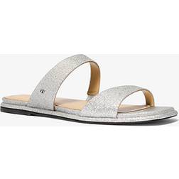 Michael Kors Jaida Glitter Embellished Leather Sandal - Silver