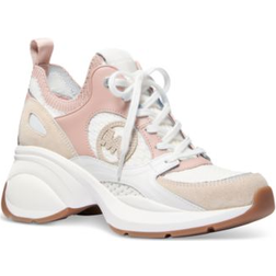 Michael Kors Zuma Color-Block Leather and Mesh Trainer - Pink