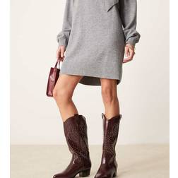 Glamorous Glamorous Wide Fit Boots I Cowboystil Med Nitar - Vinröda