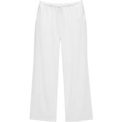 Pull&Bear Vita Byxor I Linnestil Med Hög Midja - Vit/A