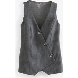 River Island Asymmetrisk Habitvest Med Nålestriber - Grå