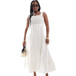 ASOS Curve Midi Sundress Med Kontrasterende Rik Rak Kanter - Havrefarvet