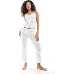 New Look Pyjama Wide Leg Trouser And Vest Set - White