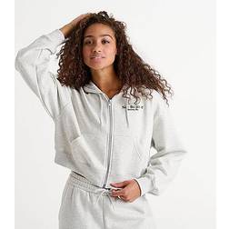 New Balance Tones Crop Full Zip Hoodie - Grey