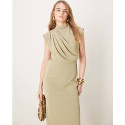 ASOS DESIGN Ärmlös Midiklänning Med Draperad - Salviagrön