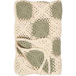 Ib Laursen Virkad Pläd Creme/Grön Filt Grön, Beige (170x130cm)