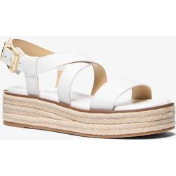 Michael Kors MK Lynn Leather Platform Espadrille Sandal - White