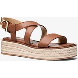 Michael Kors MK Lynn Leather Platform Espadrille Sandal - Brown