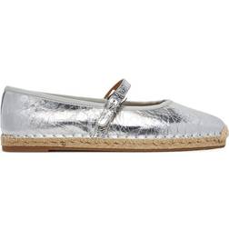 Michael Kors MK Lynn Metallic Leather Ballet Espadrille - Silver